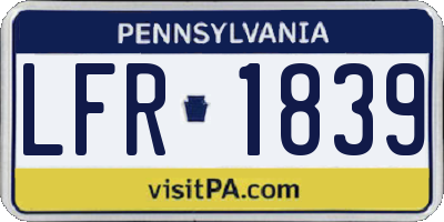 PA license plate LFR1839