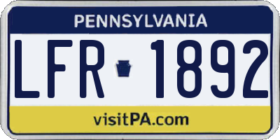 PA license plate LFR1892