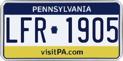 PA license plate LFR1905