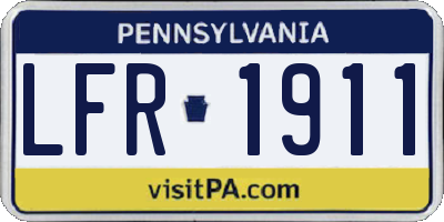 PA license plate LFR1911