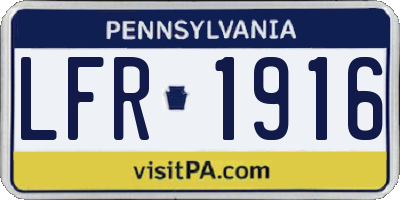 PA license plate LFR1916