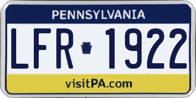 PA license plate LFR1922