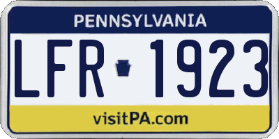 PA license plate LFR1923