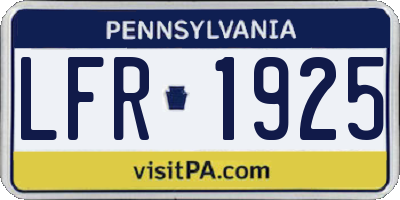 PA license plate LFR1925