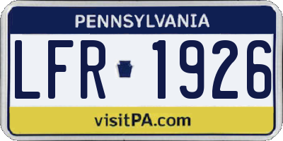 PA license plate LFR1926
