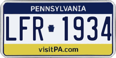 PA license plate LFR1934