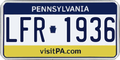 PA license plate LFR1936