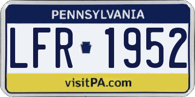 PA license plate LFR1952