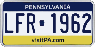 PA license plate LFR1962