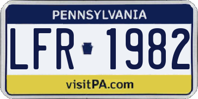 PA license plate LFR1982
