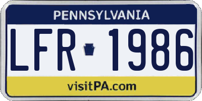 PA license plate LFR1986