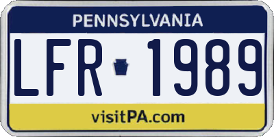 PA license plate LFR1989