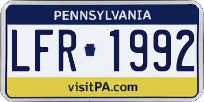 PA license plate LFR1992
