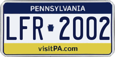PA license plate LFR2002
