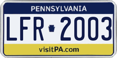 PA license plate LFR2003