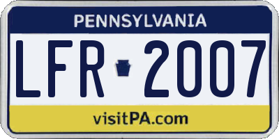 PA license plate LFR2007