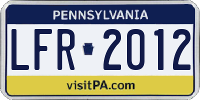 PA license plate LFR2012