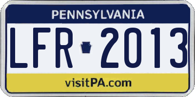 PA license plate LFR2013