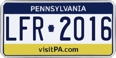 PA license plate LFR2016