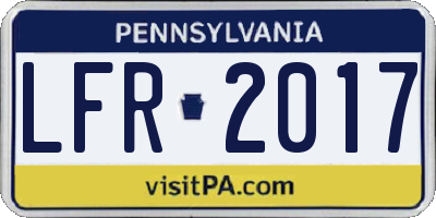 PA license plate LFR2017