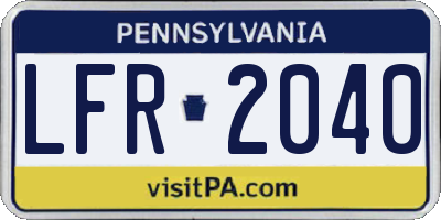 PA license plate LFR2040
