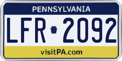 PA license plate LFR2092