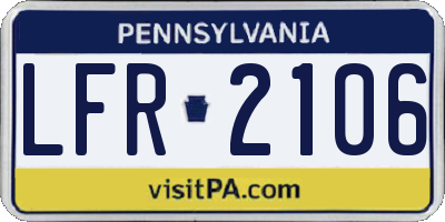 PA license plate LFR2106