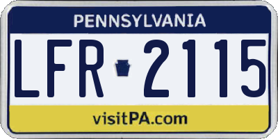 PA license plate LFR2115