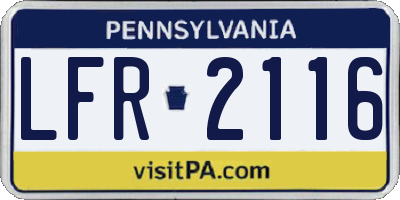 PA license plate LFR2116