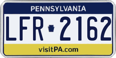 PA license plate LFR2162