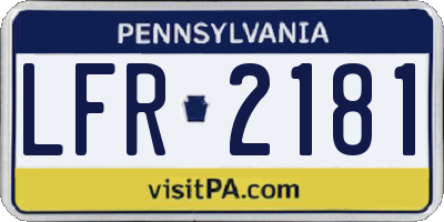 PA license plate LFR2181