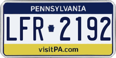 PA license plate LFR2192