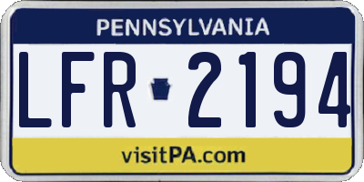 PA license plate LFR2194