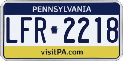 PA license plate LFR2218