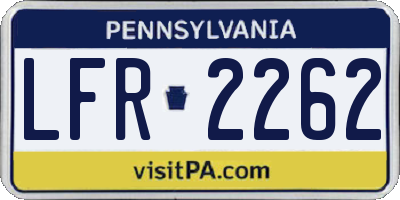 PA license plate LFR2262