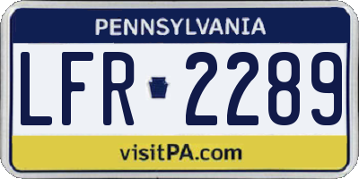 PA license plate LFR2289