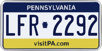 PA license plate LFR2292