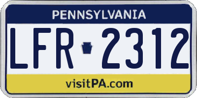 PA license plate LFR2312