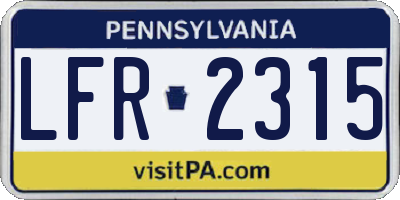 PA license plate LFR2315