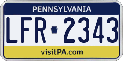 PA license plate LFR2343