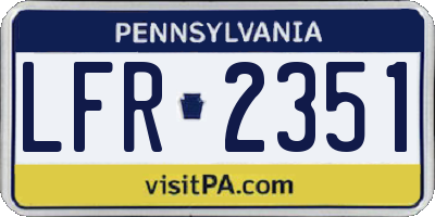 PA license plate LFR2351