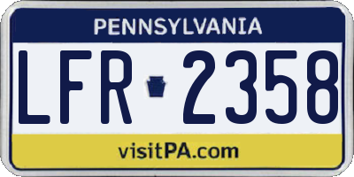 PA license plate LFR2358