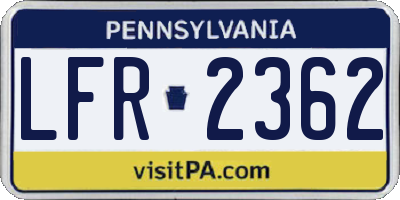 PA license plate LFR2362