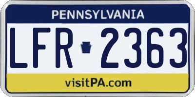 PA license plate LFR2363