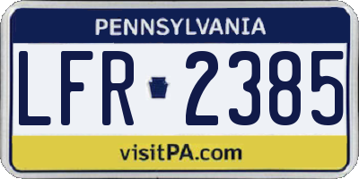 PA license plate LFR2385
