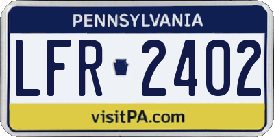 PA license plate LFR2402