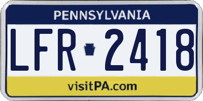 PA license plate LFR2418