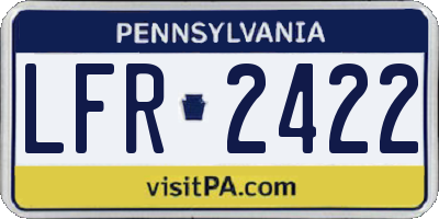 PA license plate LFR2422