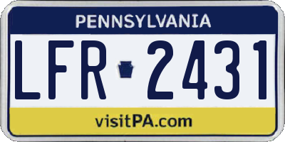 PA license plate LFR2431