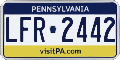 PA license plate LFR2442